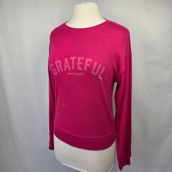 Spiritual Gangster Grateful Fuchsia Pink Long Sleeve Sweater Size Medium - Picture 2 of 13